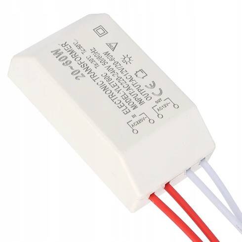 ELEKTRONICKÝ TRANSFORMÁTOR MĚNIČ NAPĚTÍ 220 V na 12 V 20-60 W Stav balení originální
