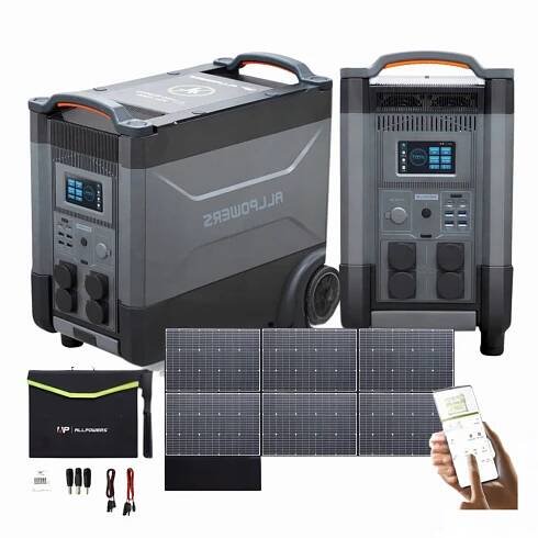 Sada přenosného nabíjení proudu Off Grid Allpowers R4000 Panel Pv 600W