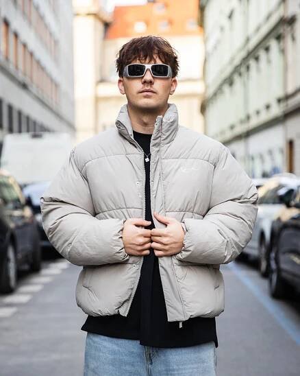 Bunda Karl Kani Small Signature Puffer Jacket light grey