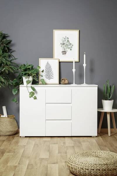 ŠIROKÁ KOMODA, bílá, 120/80/40 cm Livetastic - Šuplíkové komody, Online Only