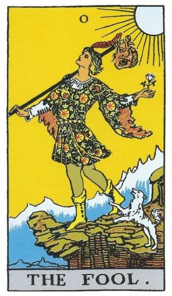 fool tarot card in upright position