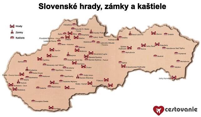 mapa - slovenské hrady a zámky | Slovak Castles