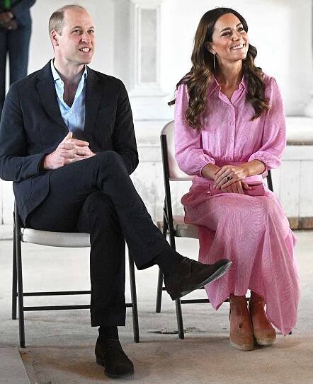 Prince William, Duke of Cambridge and Catherine, Duchess of Cambridge are seen at Daystar Evangelical Church on March 26, 2022 in Great Abaco, Bahamas.