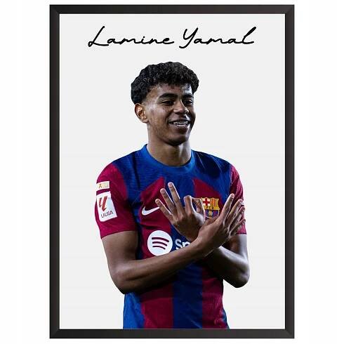 Lamine Yamal Fc Barcelona Plakát Obraz s fotbalistou v rámečku Dárek