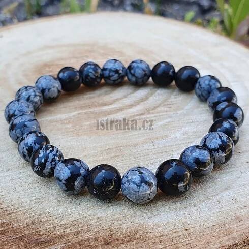 Náramek obsidián vločkový 8mm | istraka.cz - nejtřpytivější korálky a polodrahokamy široko daleko