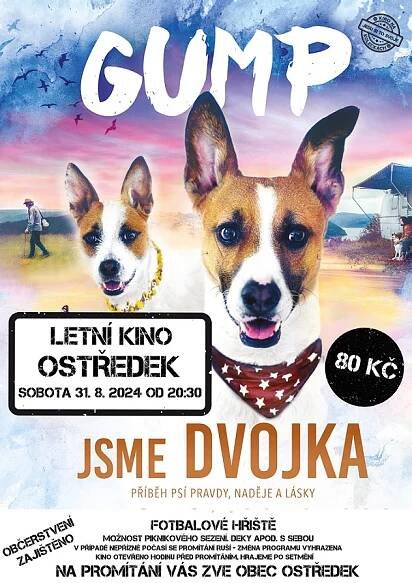 Letní kino v Ostředku dne 31. srpna 2024 - "GUMP JSME DVOJKA"