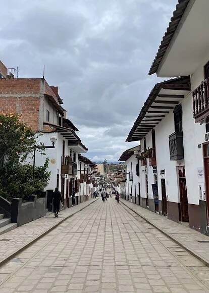 The pedestrianised street of Calle Amazonas in Chachapoyas