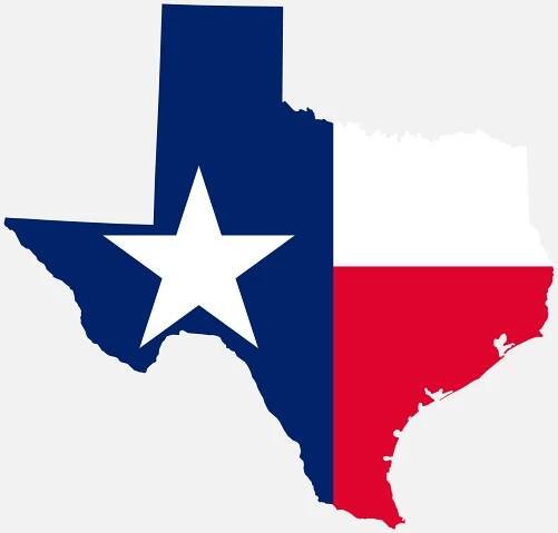 Image shows the shape of the state of Texas with the Texas flag inside the borders. Accompanies a story on approved CLE Texas cybersecurity awareness training.