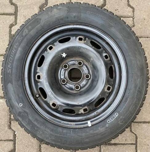 Plechový disk KFZ 7280 6Jx14 5x100x57 ET43 a Lassa Snoways 4 185/60 R14 82H 100%