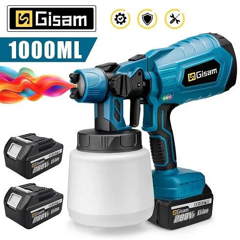 Stříkací malířská pistole GISAM 1000ml + 2x Akumulátor EAN (GTIN) 9339272888896
