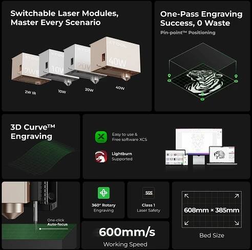 xTool S1-40W Dark Basic | UHAL e-shop