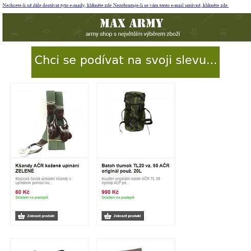 Ještě pár kousků zbývá... - z výprodeje Armády ČR