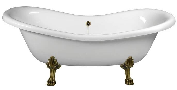 Volně stojící vana Polysan Charlestone 188x80 cm akrylát levá i pravá bílá/nohy bronz 38132