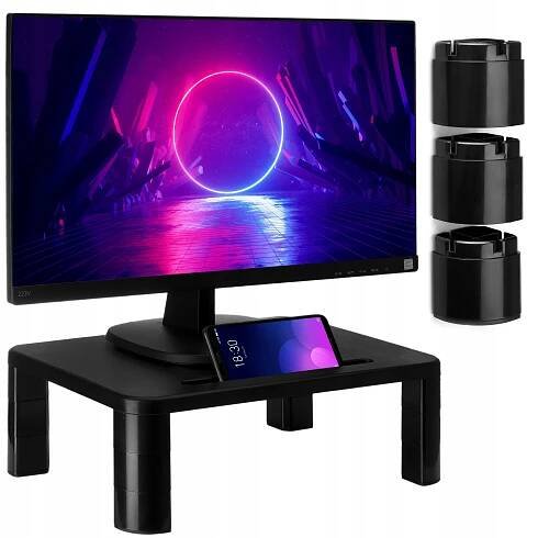 3-stupňový podstavec pod monitor notebooku, černý
