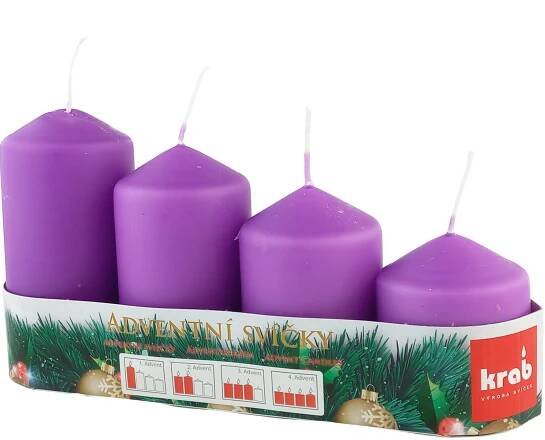 Svíčka adventní schody 50x60/75/90/105 mm - fialová (4ks) - Zahradní centrum "Strakovo" s.r.o.