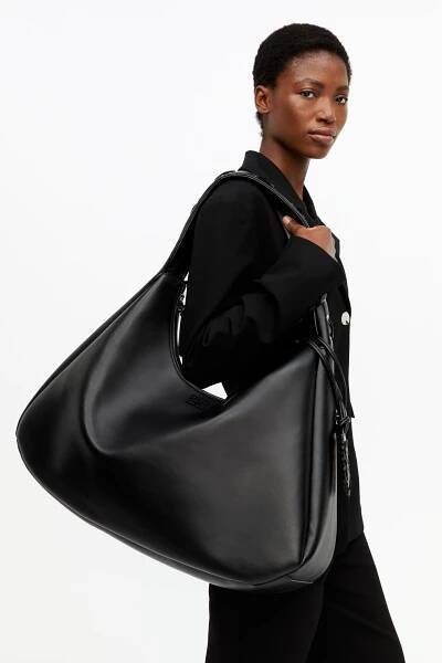Black XXL Hobo Bag, Polyester, in colour Black - 9 - GANNI
