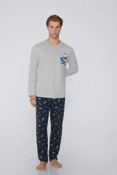 Pigiama Lungo in Cotone Stampa Panda