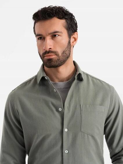 Módní pánská košile s khaki kapsou, pohodlná Ombre OM-SHCS-0148 V4 vel. M Značka Ombre