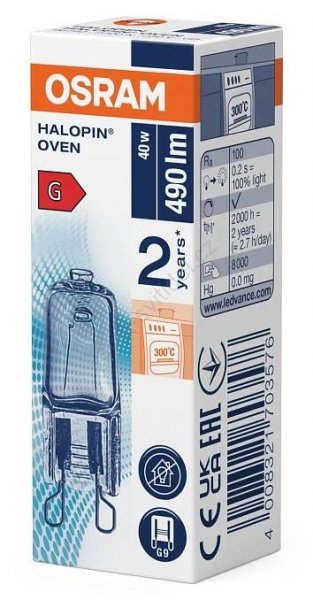 Žárovka do trouby HALOPIN G9/40W/230V 2700K - Osram