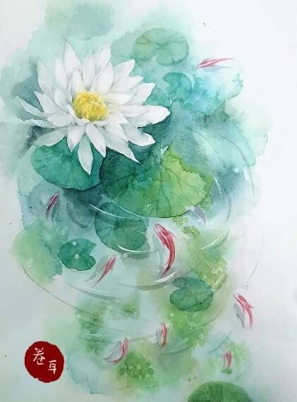 Watercolor Painting of a White Flower