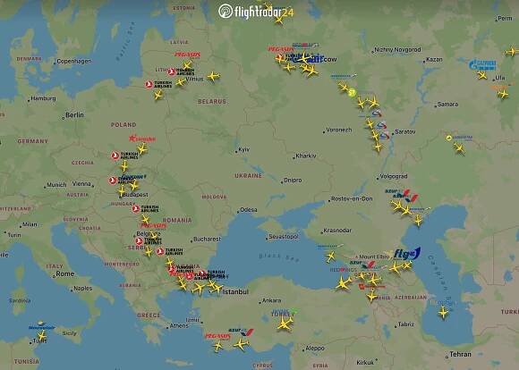 Where are flights leaving Russia going?