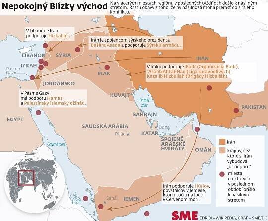 Nepokojný Blízky východ (pre zväčšenie rozkliknite) (zdroj: SME/Dominika Colombová)