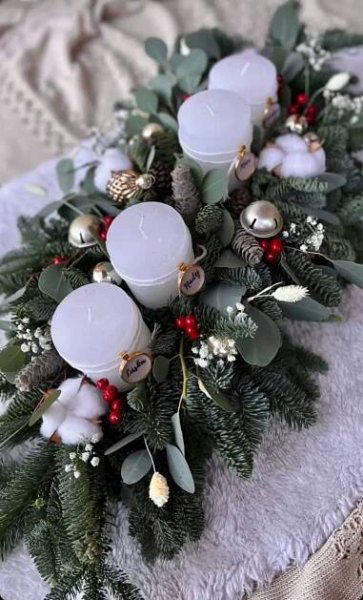 Advent Wreath with White Candles