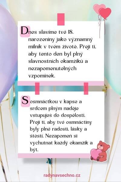 Nezapomenutelné přání k 18. narozeninám: Originální i osobní |Text in 2025 | Birthday greetings, Birthday wishes, 45th birthday