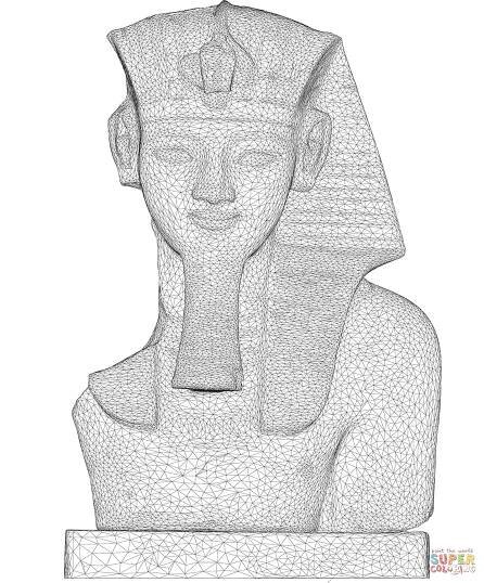 Amenhotep iii busta 3D drátěný model omalovánka | Omalovánky k Vytisknutí Zdarma