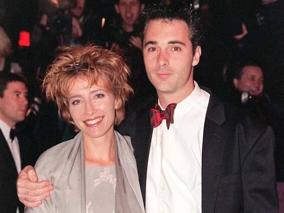 Emma Thompson arrives with Greg Wise for the premiere of her new film 'Primary Colors'.
