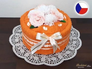 Textilní dort z osušky Sofie oranžová