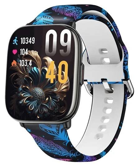 Chytré hodinky Madvell Nova s bluetooth voláním černá s silikonovým řemínkem peříčka