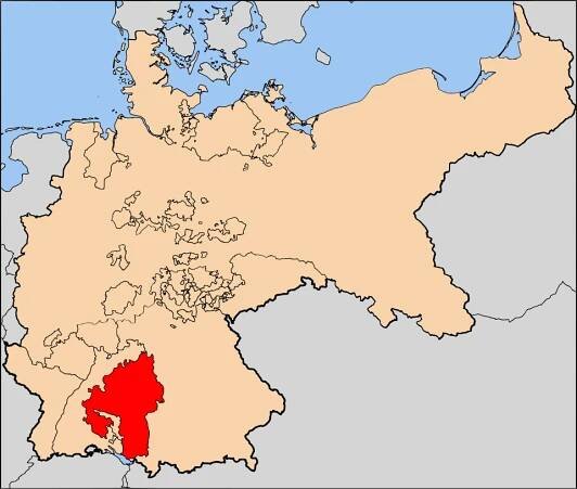 The Kingdom of Württemberg as located within the German Empire