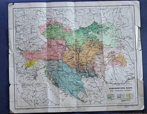 Národopisná mapa říše RAKOUSKO - UHERSKO - Staré mapy a veduty