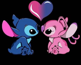 Cute Stitch And Angel In Love Wallpaper