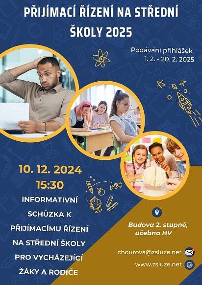 Přijímací zkoušky na střední školy 2025 - ZŠ Luže