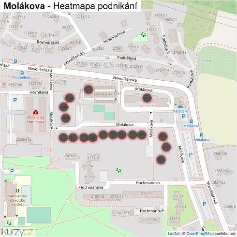 Mapa Molákova - Firmy v ulici.