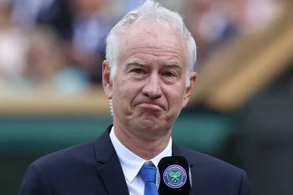 John McEnroe during the Centre Court Centenary Celebrations during day seven of The Championships Wimbledon 2022 at All England Lawn Tennis and Croquet Club