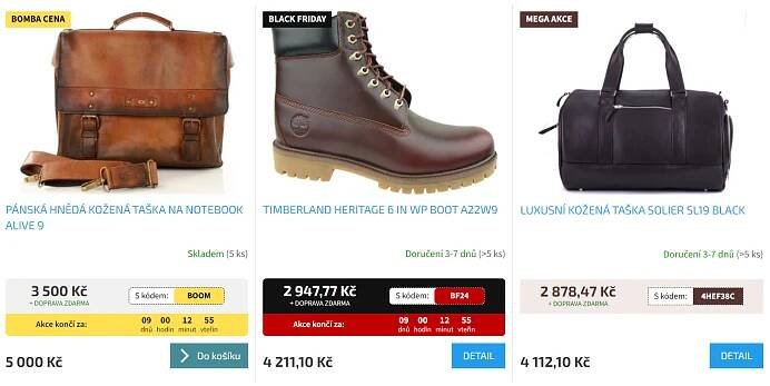 Dynamické akce a slevy - ukázka výpisu produktů