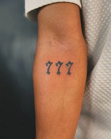777 angel number tattoo... www.customskinink.com visit for more info.. #tattooart #tattooist #tattooideas #bengaluru… in 2025 | Tattoos for guys, 777 tattoo, Number tattoos