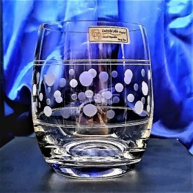 LsG-Crystal Sklenice na vodu víceúčelové sklo ručně broušené ryté dekor Pointille dárkové balení satén Lara-3014 300ml 6 Ks.