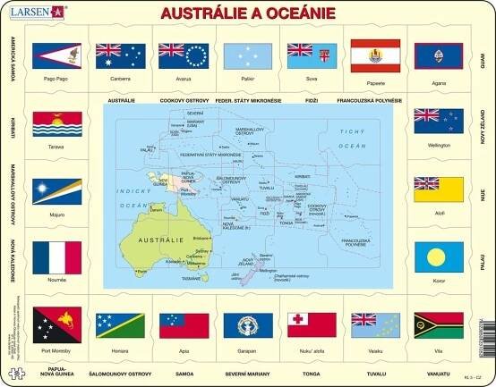 Alltoys Mapa Austrálie a Oceánie + vlajky 35 dílků