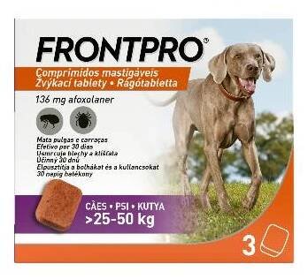 FRONTPRO Žvýkací tablety pro psy 25–50 kg 136 mg 3 tablety