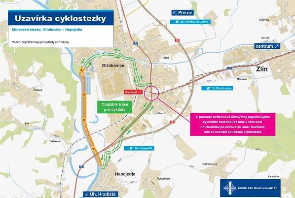 Dlouhodobá uzavírka cyklostezky Otrokovice – Napajedla! • Turistické informační centrum Otrokovice