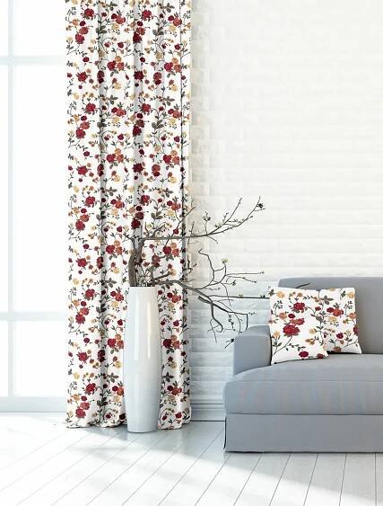 Závěs dekorační nebo látka, Soft Červená zahrada, 150 cm