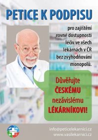 PETICE pro zajištění rovné dostupnosti léčiv ve všech lékárnách v ČR