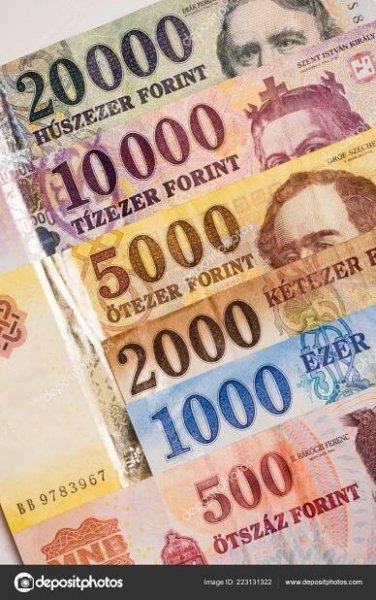 Stáhnout - Bankovky maďarský forint, Maďarská měna, papírové peníze, bankovnictví, výměny a financování koncepce. — Stock obrázek