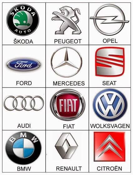 an image of different car logos on a white background with the words, which are all in
