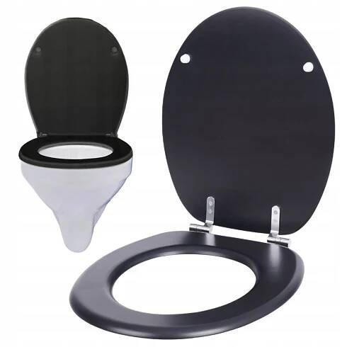 PEVNÉ TVRDÉ WC SEDÁTKO NA TOALETU ČERNÉ ELEGANTNÍ LOFT Řada BATHROOM TOILET SET PREMIUM