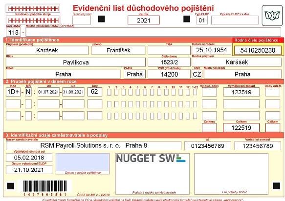 E-Formuláře CZ: Evidenční listy důchodového zabezpečení (e-ELDP)